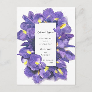 Carte Postale Etonnant Purple Irises Aquarelle Floral Merci