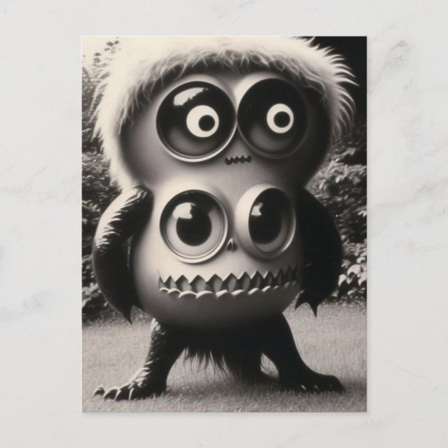 Carte Postale Étrange Bizarre Big Eyes Monster Halloween (Devant)