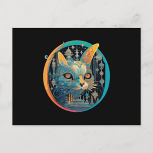 Carte Postale Étrange chat qui regarde les phares