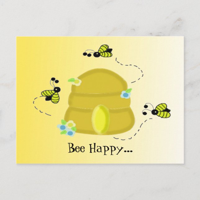 Carte Postale Être Heureux comme une Abeille (Devant)