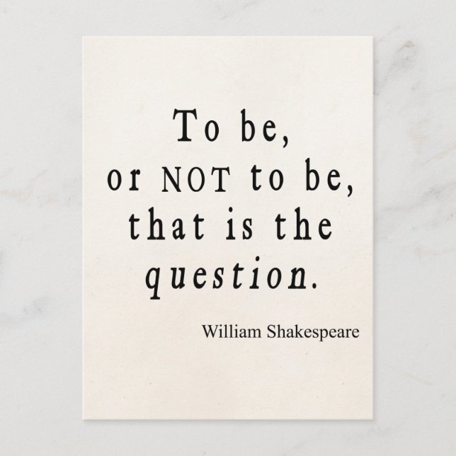 Carte Postale Être ou ne pas être cette question Shakespeare Cit (Devant)