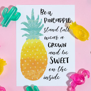 Carte Postale Être un ananas Inspirationnel Aquarelle Typographi
