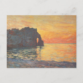 Carte Postale Etretat, Cliff of d`Aval, Sunset - Claude Monet