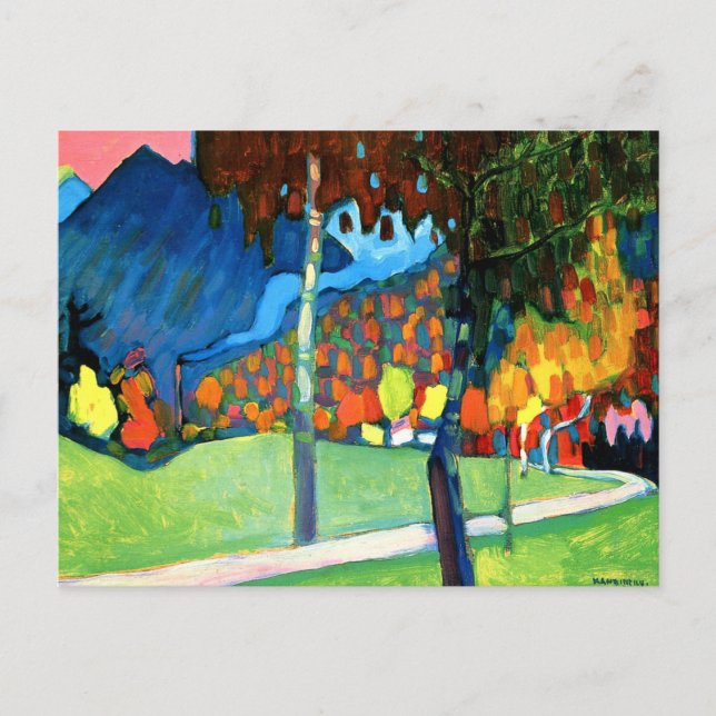 Carte Postale Étude d'automne à Oberau, par Kandinsky, (Devant)