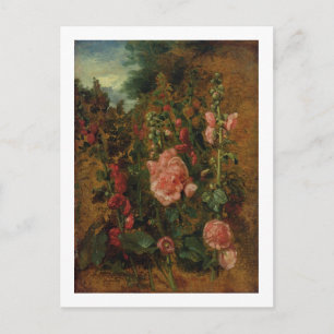 Carte Postale Étude de Hollyhocks, c.1826 (huile à bord)