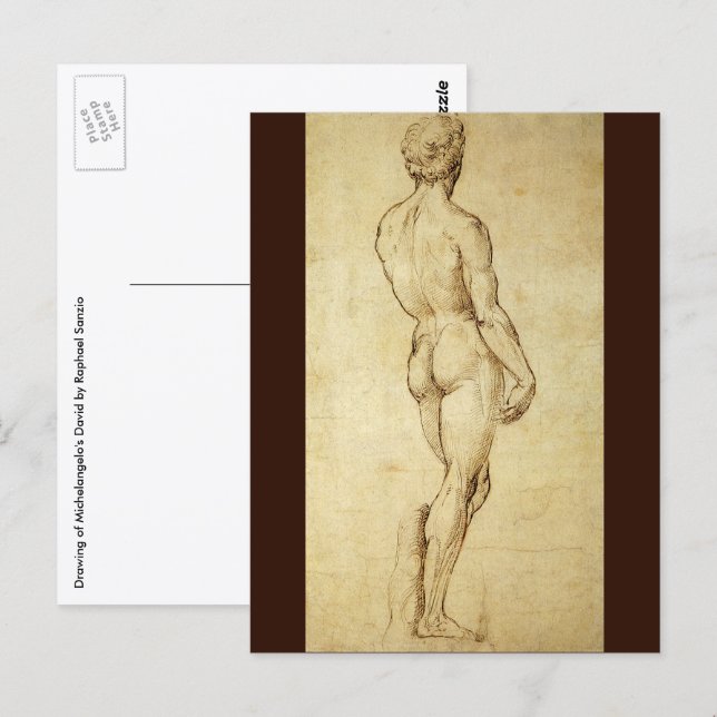 Carte Postale Étude de la statue de David de Michel-Ange par Rap (Devant / Derrière)