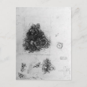 Carte Postale Étude pour la Vierge et l'Enfant avec Sainte-Anne