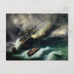 Carte Postale Étude pour l'incendie du 'Kent' en 1825