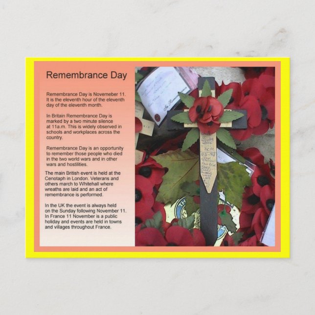 Carte Postale Études sociales, Histoire, Jour du Souvenir (Devant)