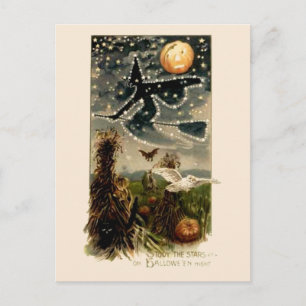 Carte Postale Étudier les étoiles sur la nuit d'Halloween - Cart