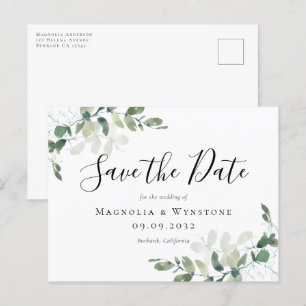 Carte Postale Eucalyptus Aquarelle Mariage Enregistrer La Date