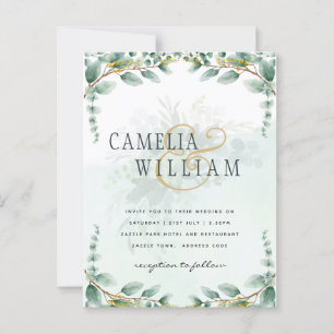 Carte Postale Eucalyptus Feuille OR MARIAGE QR CODE BUDGET