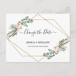 Carte Postale Eucalyptus Feuille Script Changement de date