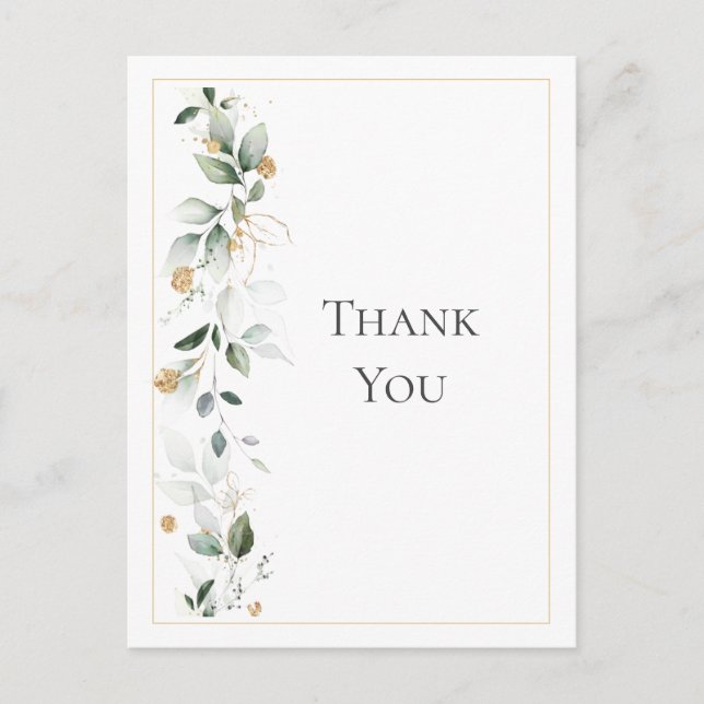 Carte Postale Eucalyptus Floral Merci Mariage or (Devant)
