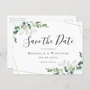 Carte Postale Eucalyptus Gold Parties scintillant Mariage Enregi
