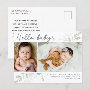 Carte Postale Eucalyptus Photo Hello Baby Faire-part