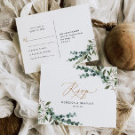 Carte Postale Eucalyptus Rustique Verdure Mariage d'or RSVP<br><div class="desc">Conçue pour coordonner avec notre collection Rustic Greenery mariage,  cette carte RSVP personnalisable,  propose des botaniques de verdure à l'aquarelle,  script de calligraphie moderne jumelé à une police serif élégante en noir. Éléments correspondants disponibles.</div>