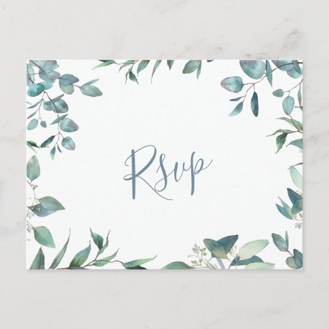 Carte Postale Eucalyptus Verdure Aquarelle Mariage RSVP (Devant)