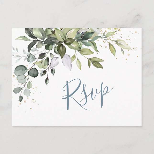 Carte Postale Eucalyptus Verdure Aquarelle Mariage RSVP (Devant)