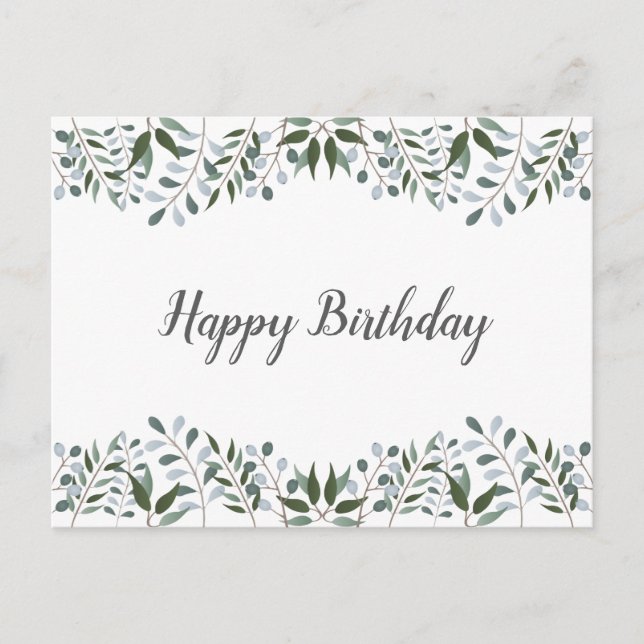 Carte Postale Eucalyptus Verdure Florale Joyeux Anniversaire (Devant)