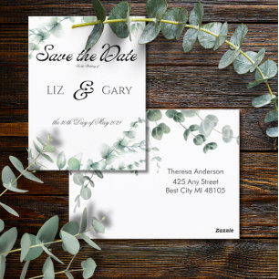 Carte Postale Eucalyptus Verdure Mariage élégant Enregistrer la 
