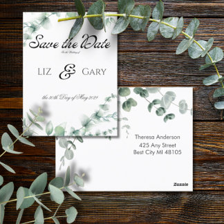 Carte Postale Eucalyptus Verdure Mariage élégant Enregistrer la 