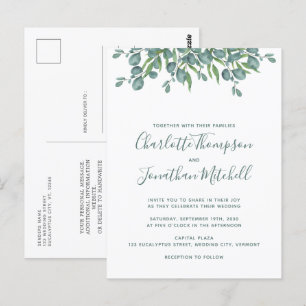 Carte Postale Eucalyptus vert Faire-part de mariage simple