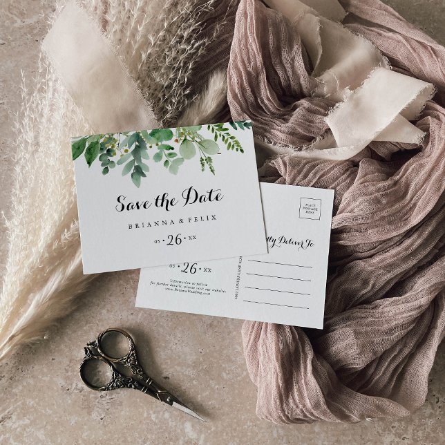 Carte Postale Éucalyptus vert Foliage horizontal Enregistrer la  (Créateur téléchargé)