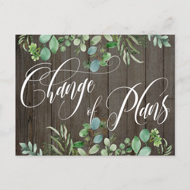 Carte Postale Eucalyptus Wood Changement de plans Mariage report (Devant)