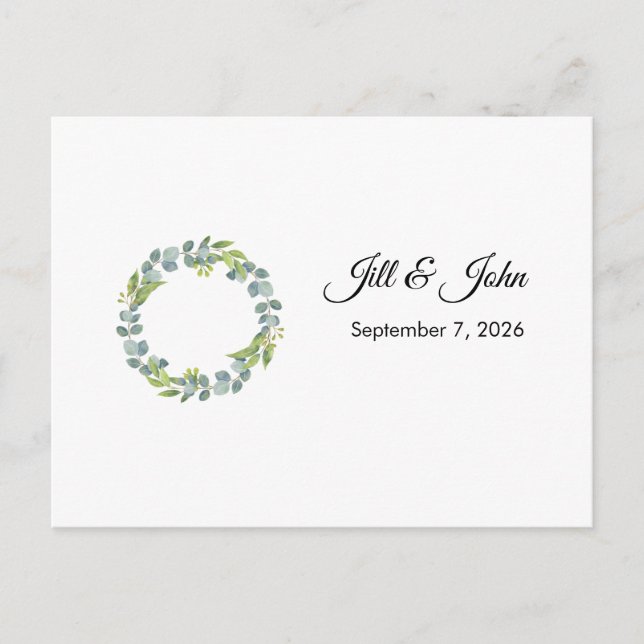Carte Postale Eucalyptus Wreath Landscape Wedding Guest Book (Devant)