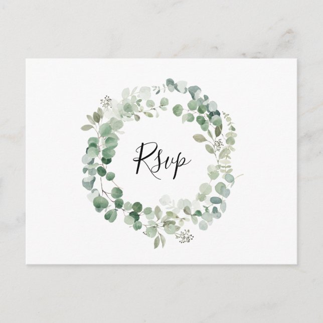 Carte postale Eucalyptus Wreath RSVP avec choix de (Devant)