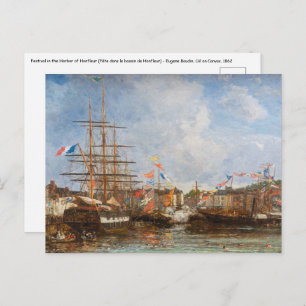 Carte Postale Eugene Boudin - Festival dans le port de Honfleur