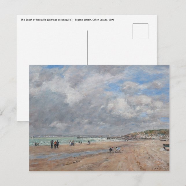 Carte Postale Eugene Boudin - La plage de Deauville (Devant / Derrière)