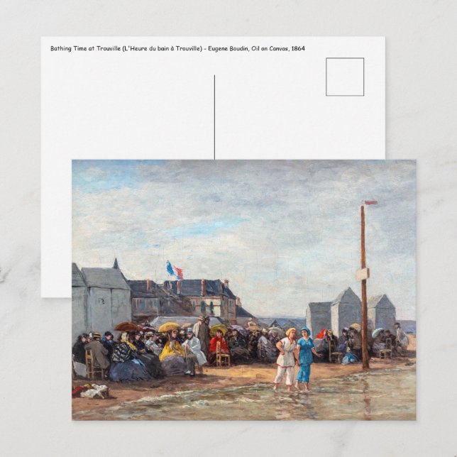 Carte Postale Eugène Boudin - L'heure du bain à Trouville (Devant / Derrière)