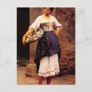 Carte Postale Eugene de Blaas - Venetien vendeur de fleurs