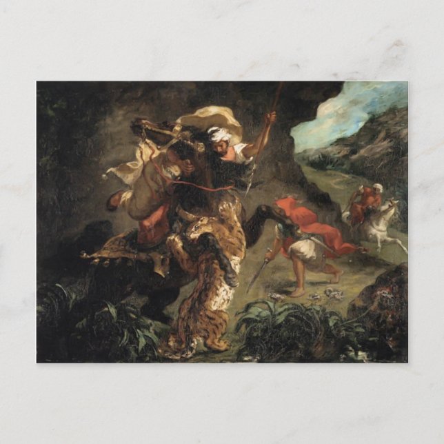 Carte Postale Eugene Delacroix - Chasse au tigre (Devant)