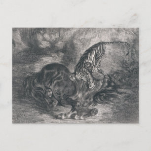 Carte Postale Eugene Delacroix - Cheval sauvage abattu par un ti