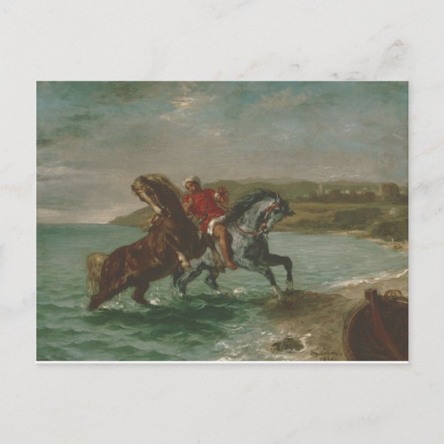 Carte Postale Eugene Delacroix Chevaux Sortant de la Mer (Devant)