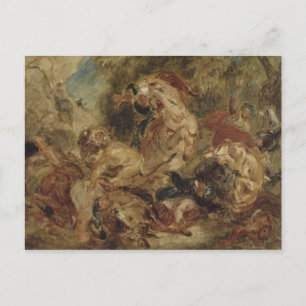 Carte Postale Eugene Delacroix - La chasse au lion