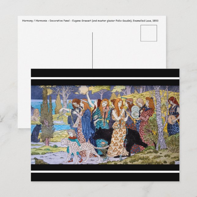 Carte Postale Eugene Grasset - Panneau Décoratif Harmonie (Devant / Derrière)