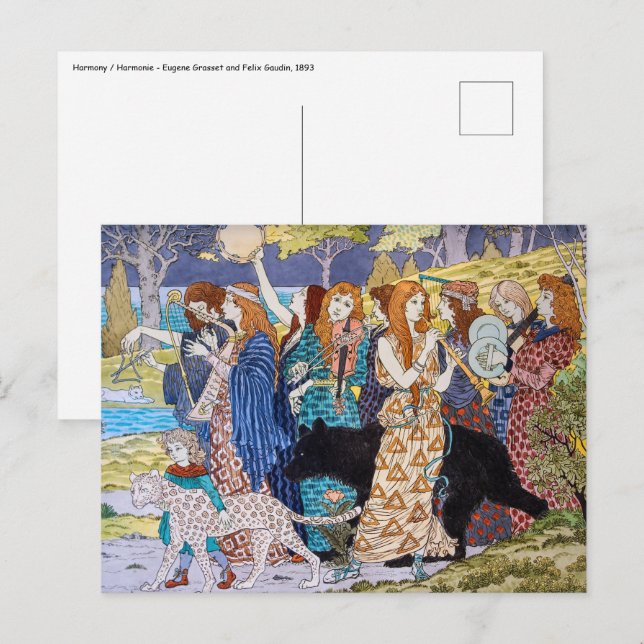 Carte Postale Eugene Grasset - Panneau décoratif Harmony (Devant / Derrière)