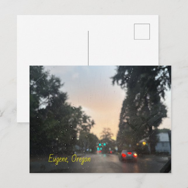 Carte postale Eugene Oregon Carte de note Rainy Da (Devant / Derrière)