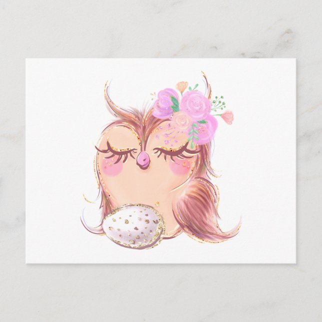 Carte Postale Eule Uhu Eier owl eggs (Devant)