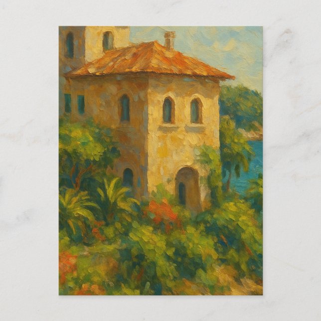 Carte Postale Euro Summer Oil Peinture Villa (Devant)