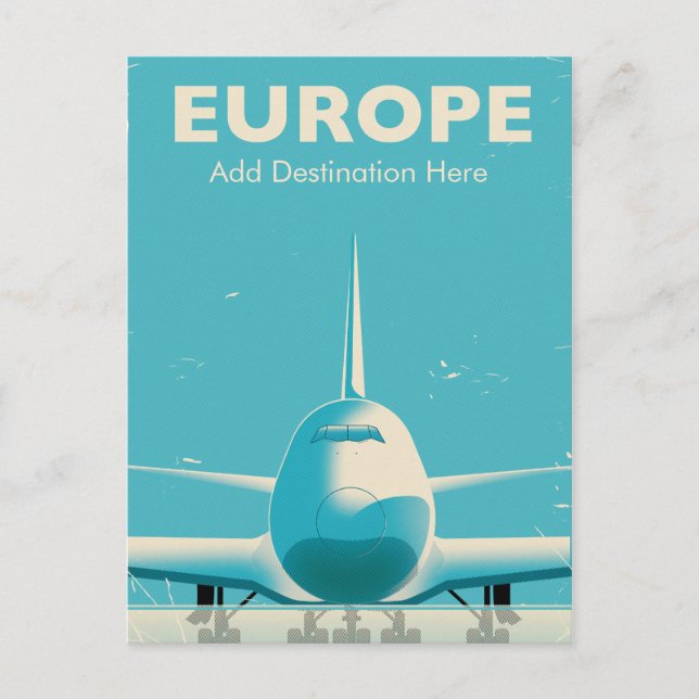 Carte Postale Europe Avion commercial destination personnalisée (Devant)