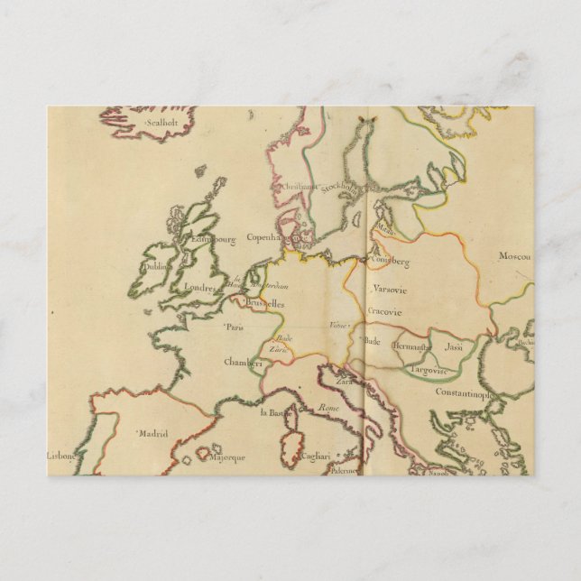 Carte Postale Europe et grandes villes (Devant)