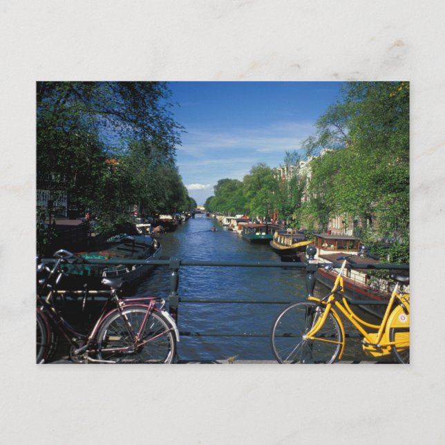 Carte Postale Europe, Hollande, Amsterdam, vélo jaune et (Devant)