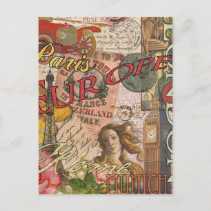 Carte Postale Europe Travel Vintage