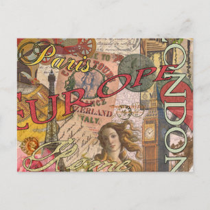 Carte Postale Europe Travel Vintage