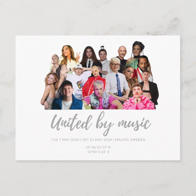 Carte Postale Eurovision Songcontest 2024 Malmo Sweden Singing (Devant)